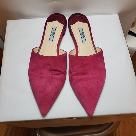 Prada Shoes - Prada suede pink 39 slipon flats